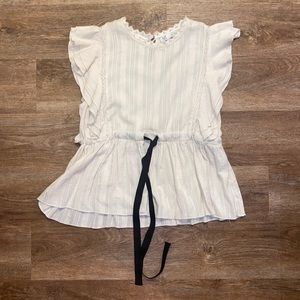 Ruffle Short Sleeve Wait Tie Top